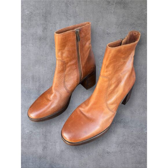 Frye Joan Campus Leather Bootie Boot Women’s Sz 8 Redwood - Picture 3 of 9